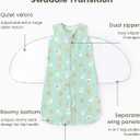 PATPAT Cotton Swaddle for Newborns, Soft Baby Wearable Blanket, Quiet Hook & Loop Closure, Easy Transition Design, 2-Way Zipper for Easy Diaper Changes, 0.5 TOG, Milk & Cookies, 0-3 Months (Green)