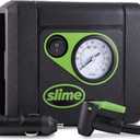 Slime 40060 Tire Inflator, Compact, Portable Car Air Compressor, Analog, Quick Connect Air Hose, Flat Tire Puncture Repair, 12V, 10 min inflation Black