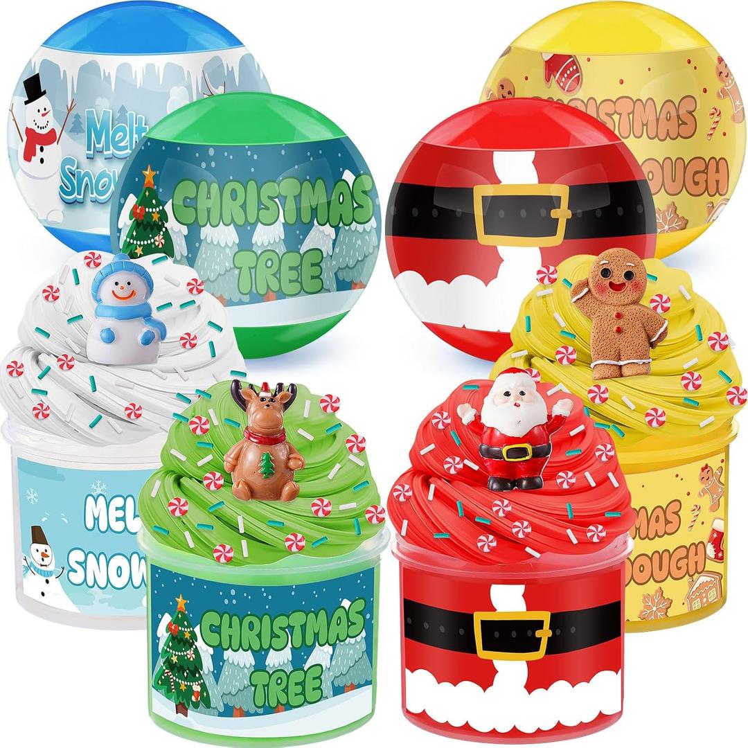Blosssound 4 Pack Christmas Putty Toys Christmas Stocking Stuffers for Kids Teen Girls Boys 4 5 6 7 8 9 10 11 12 Year Old Winter Holiday Xmas Classroom Gifts Green Red Goodies Bag Favors