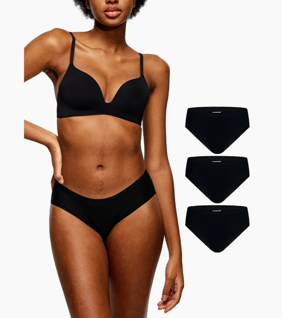LEAKPROOF2.0 Seamless Bikini Period Underwear for Women | Period Panties Holds 6 Tampons | Mild Incontinence Leak Proof Underwear (S/M, 3-Black)