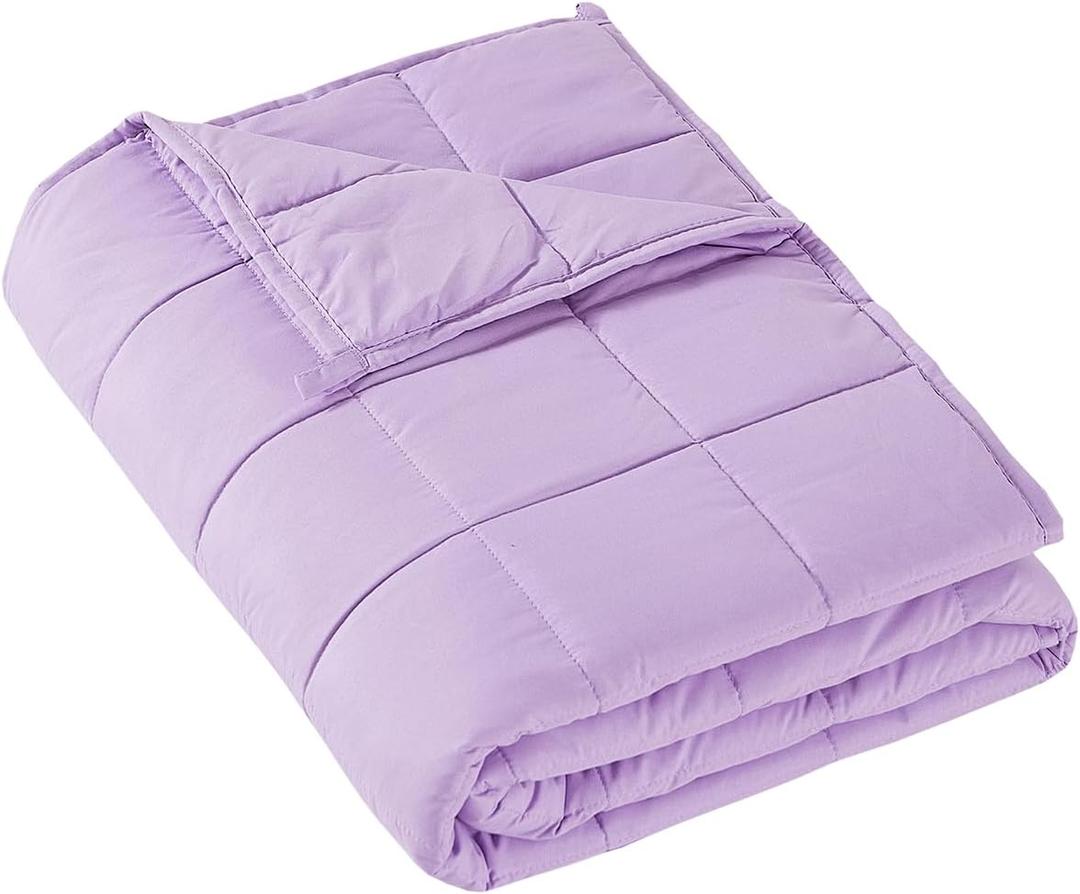 MOTRIP Weighted Blanket 7 Pounds, Soft Cooling Blanket for Hot Sleepers Full Size, Machine Washable Bed Blanket with Premium Glass Beads, 48''x72'' 7lbs Purple