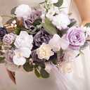 Ling's moment Lilac Wedding Bouquets for Bride, Purple Bridal Bouquets for Bride, 15 Inch Free Form Artificial Wedding Flower Bouquet