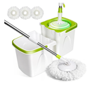 Masthome Small Spin Mop,Mop and Bucket Set,Microfiber Spin Mops with Bucket Detachable |Easy to Store|Adjustable Stainless Handle|3 Microfiber Heads|Mop and Bucket with Wringer Set for Home