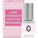 Beginner Non Shake Extra Strong Eyelash Extension Glue iLevel Lab 0.17fl.oz / 5ml. 3-4 Sec Drying Time/Retention 4 Weeks/Black Adhesive/Professional Supplies for New Lash Tech Artists