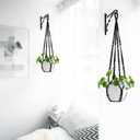 Mkono Macrame Plant Hanger Indoor Hanging Planter Basket with Wood Beads Decorative Flower Pot Holder No Tassels for Indoor Outdoor Boho Home Decor 35 Inch, Black, Set of 2 (POTS NOT Included)