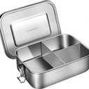 G.a HOMEFAVOR Stainless Steel Bento Lunch Box, Metal Lunch Container with 3-Compartment, 1400 ml, Ideal for Work & Travel, Meal Prep, Leak Proof, Dishwasher Safe