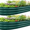KING BIRD Raised Garden Bed Kit 2025 Upgraded Quick-Setup Galvanized Planter Garden Box Outdoor for Gardening, Vegetables, Flowers, 74x36x12 in, Green 2PCS