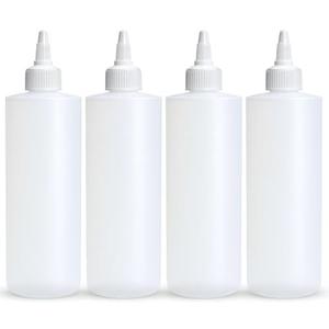 BRIGHTFROM Condiment Squeeze Bottles, 12 OZ Empty Squirt Bottle with Twist Top Cap, Leak Proof - Great for Ketchup, Mustard, Syrup, Sauces, Dressing, Oil, Arts and Crafts, BPA FREE Plastic - 4 PACK