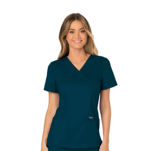 Cherokee Revolution Caribbean Blue Mock Wrap Top WW610 Size XXS