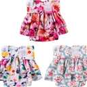 CuteBone Female Dog Diapers with Skirts 3 Pack Reusable Puppy Dresses Pants for Heat Cycle Period QBD03S
