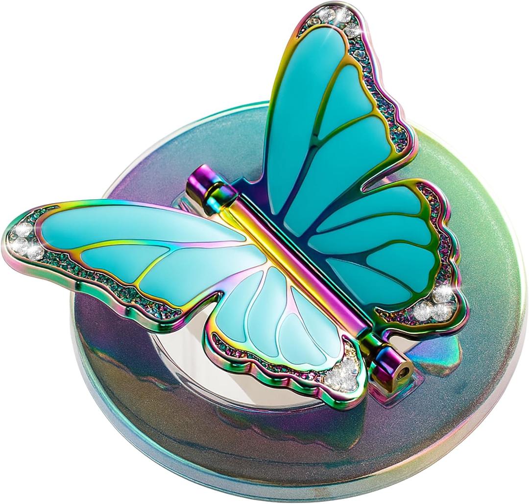[2026 All-New] for MagSafe Butterfly Phone Grip, Glitter Colorful | Magnetic Butterfly Phone Ring Holder for MagSafe Accessories & iPhone 17 Air 16 Pro Max Plus 15 14 13 12