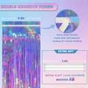 Iridescent Clear Tinsel Curtain Backdrop, 3.28 x 8ft Extra Long Rainbow Foil Fringe Curtain with Extra Tape, Shimmer Party Decoration for Ocean, Unicorn, Birthday & Photo Booth, 2 Pack