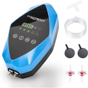 Quiet AC/DC Aquarium Air Pump for up to 600 Gals Tank, 4W/6W Portable Battery Powered Air Pump with Long 48 Hours Battery Life, 2-Outlet Oxygen Pump for Outdoor Fishing