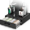 Storage Drawer for Bartesian Pods, ZECENN Cocktail Pod Holder for Bartesian Capsules Compatible with Bev by BLACK+DECKER Cocktail Machine, Hold 40 Pods, Countertop Organizer Bar Accessories- Black