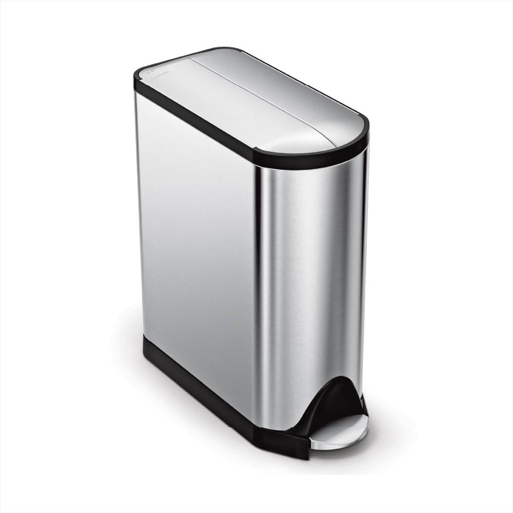 simplehuman 45 Liter / 11.9 Gallon Butterfly Lid Kitchen Step Trash Can, Brushed Stainless Steel