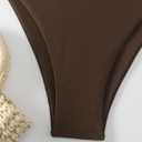 GORGLITTER Women's High Waisted Thong Bikini Set Halter Triangle Tie Back Swimsuit Bathing Suit (Brown, S)