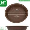 TITE Plant Saucer 16 inch,Heavy Large Planter Durable Thicker Plastic Plant Trays for Indoors and Outdoor,Plant Saucer Drip Trays,Brown (16 inch,Brown) Pack of 3