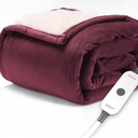 Sunbeam Royal Sherpa Foot Pocket Heated Throw Electric Blanket, 50" x 60", 4 Heat Settings, 4-Hour Auto Shut-Off, Warming Throw for Couch or Bed, Fast Heating, Machine Washable