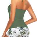 Women 2 Piece Tankini Set - High Neck Tummy Control Swimsuit with Shorts 2025 Halter Bathing Suit Swimwear (Green, L)
