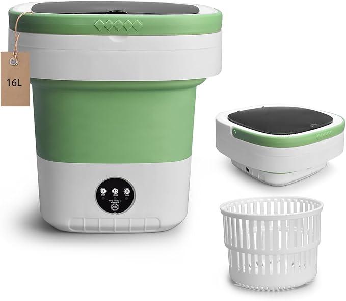 Mini Portable Washing Machine, 16.5L Upgraded Washer with Spin Basket Laundry Machine, 3 Cleaning Modes Suitable for Small Clothes, Foldable Design Ideal for Hotel, Home, Apartment and Camping