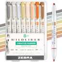 Zebra Pen Mildliner Dual-Tip Highlighters, Broad and Fine Tips, Ideal for Bible Highlighting, No Bleed, School Supplies and Teacher Supplies, Assorted Neutral Vintage Ink Colors, 8-Pack (78208)