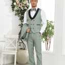 Men's Tuxedo Suit 3 Piece Slim Fit Suits with Bow Tie | Tuxedo jacket with black lapel,double breasted vest and pants,perfect for weddings, parties and business events
