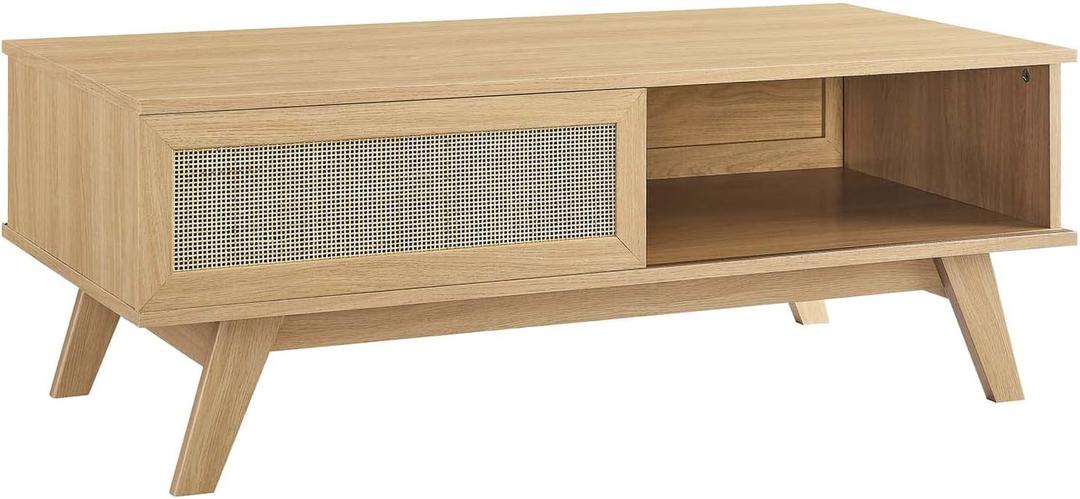 Modway Soma Modern Rattan, 43" Coffee Table, Oak