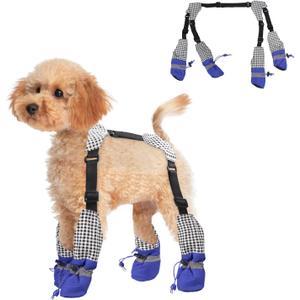Dog Boots Leggings Waterproof Dog Boots Anti-Slip Dog Shoes Pet Paws Protector Dirty-Proof Dog Outdoor Walking Running Hiking Booties with Dog Leggings Shoes for Small Dogs Puppy
