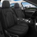 Leather Automotive Seat Covers Universal Fit for Cars, SUV, Sedans, Anti-Slip & Breathable (Black, Front Seat)
