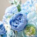 Artificial Flowers Combo, Faux Silk Dahlia Roses Bulk, Fake Bouquet with Stems Box Set for Wedding Arrangements Bridal Floral Baby (Light Blue, The Modern Classic)