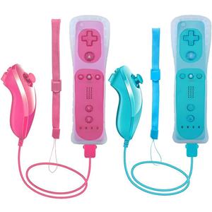 Wii Remote Controller, 2 Packs Upgrade Wii Wireless Controller Compatible with Wii Wii U Console(Pink and Blue)