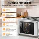 WUNLY Smart Digital 4 Slice Toaster with Touch Screen, 1.5'' Extra Wide Slots for Bagel, Digital Countdown & Sound Control, 6 Bread Types & 6 Shade Settings, Defrost/Reheat/Standby,Silver