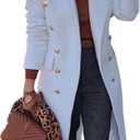 IDEALSANXUN Wool Coats for Women Fall Winter Dress Peacoat Long Trench Coat Double Breasted Blazer Jackets Overcoat (White), XL