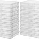 novelinks 18 Pack 5"x7" Clear Photo Storage Boxes with Lids, Plastic Photo Organizer Cases and Picture Boxes, Picture Storage Containers for Greeting Cards, Task boxes, Board Games