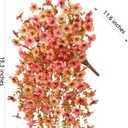 HyeFlora Artificial Flowers for Outdoors Fall Decoration, 2Pcs Fall Orange Yellow Hanging Flowers with Autumn Eucalyptus Leaves Faux Silk Flower Decor for Home Porch Patio Balcony Planter Yard