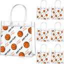 Aliceset 20 Pcs Basketball Clear Gift Bag with Handles Plastic Basketball Treat Plastic Sport Theme Favor Snack Bag for Team Game Rookie Year Birthday Decorations, 8 x 8 x 3.15 Inch