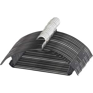 Premium PVC Coating Metal Hangers 20 Pack, Heavyduty, Non Slip Slimline, Suit Jacket T Shirt Hangers, Gold Hooks, Space Saving Clothes Hanger (Black)