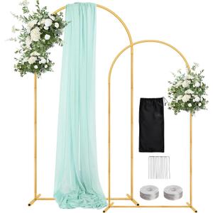 WellSign Wedding Arch Backdrop Stand 7.2FT, 6FT Set of 2, Gold Metal Balloon Arch kit Stand for Gender Reveal Ceremony Engagement Anniversary Bridal Valentine Party Event Decoration