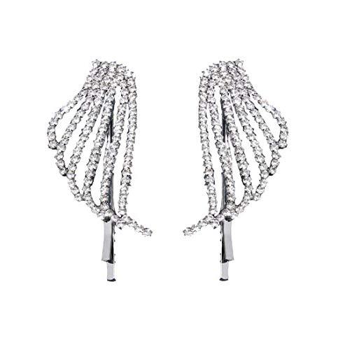 1 Pair Crystal Angel Wings Hair Clip Rhinestone Hair Barrettes Wedding Hair Accessories Bridal Hair Piece Halloween Cosplay Supplies(Silver)