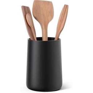 Utensil Holder  7" Tall x 5.2" Diameter Kitchen Utensil Organizer for Countertop (Matte Black, 1 Pack)