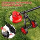 Cordless Weed Wacker, Electric Weed Trimmer with Wheels, 2x2.0Ah 21V Battery Powered Weed Eater, String Trimmer Brush Cutter, 3 Types Blades Lawn Mower Edger Lawn Tool for Garden Yard