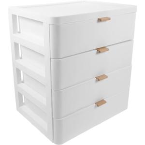Lurrose Makeup Organizer with Drawer Tabletop Storage Box 11.41X10.23X7.67In Multi-Layer Cosmetic Storage Case for Vanity Desk Office Supplies