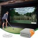 Gray Fireproof Golf Simulator Impact Screen, 3D Air Mesh Impact Screen for Golfs Training Indoor/Outdoor, HD Golf Hitting Screens for Home Practice with Grommet Holes & Bungee Cords, 11.8 x 8.8 ft