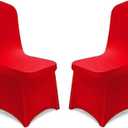 Yahpetes 2 Pcs Chair Covers Polyester Spandex Banquet Chair Cover Universal Washable Slipcovers Protector Removable Chair Seat Covers for Wedding Banquet Dining Party Decorations (Red)