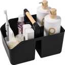 rejomiik Portable Shower Caddy Basket with Bamboo Handle, Plastic Cleaning Caddy Bathroom Organizer Tote for College Dorm Essentials, Bath Toy Storage, Black