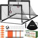 Soccer Goal, Kids Soccer Goals for Backyard Set of 2, 4x3ft Portable Soccer Goal Pop Up Soccer Net, Kids Soccer Net Training Equipment with Soccer Ball, Ladder, Cones, Targets (Black)