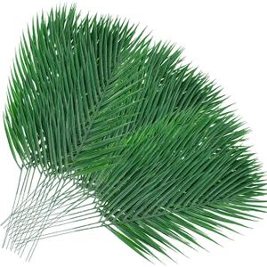 Jexine 100 Pcs Easter Palm Leaves for Palm Sunday Artificial Fake Branches Tree Stems Large Faux Greenery Plants Fronds for Church Holy Week Hawaiian Jungle Wedding Party Decoration (18.9 x 7)