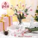 6 Pcs 14 Inch Christmas Tree Picks Velvet Christmas Ornaments Spheres Ball Pick Velvet Xmas Tree Branches Hanging Decoration Wreath Home Office Party Ornament(Pink,White)