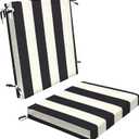 Honeycomb Outdoor Midback, 18.5" W x 17" D, Cabana Stripe Black & Ivory Outdoor Chair Cushion