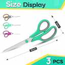 Scissors 8.5 Inch scissors all purpose for Office, Home, Sewing,and Crafts,Soft Comfort-Grip Right/Left Hand 3-Pack, Multicolor